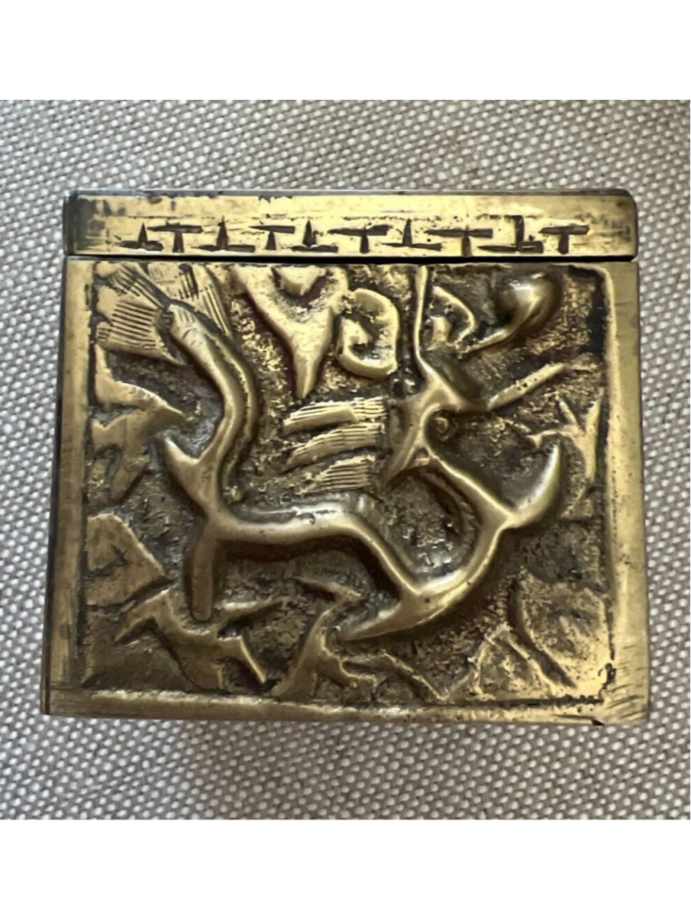 Antique Chinese Dragons Brass Inkwell, Early Republic Period Asian Vintage